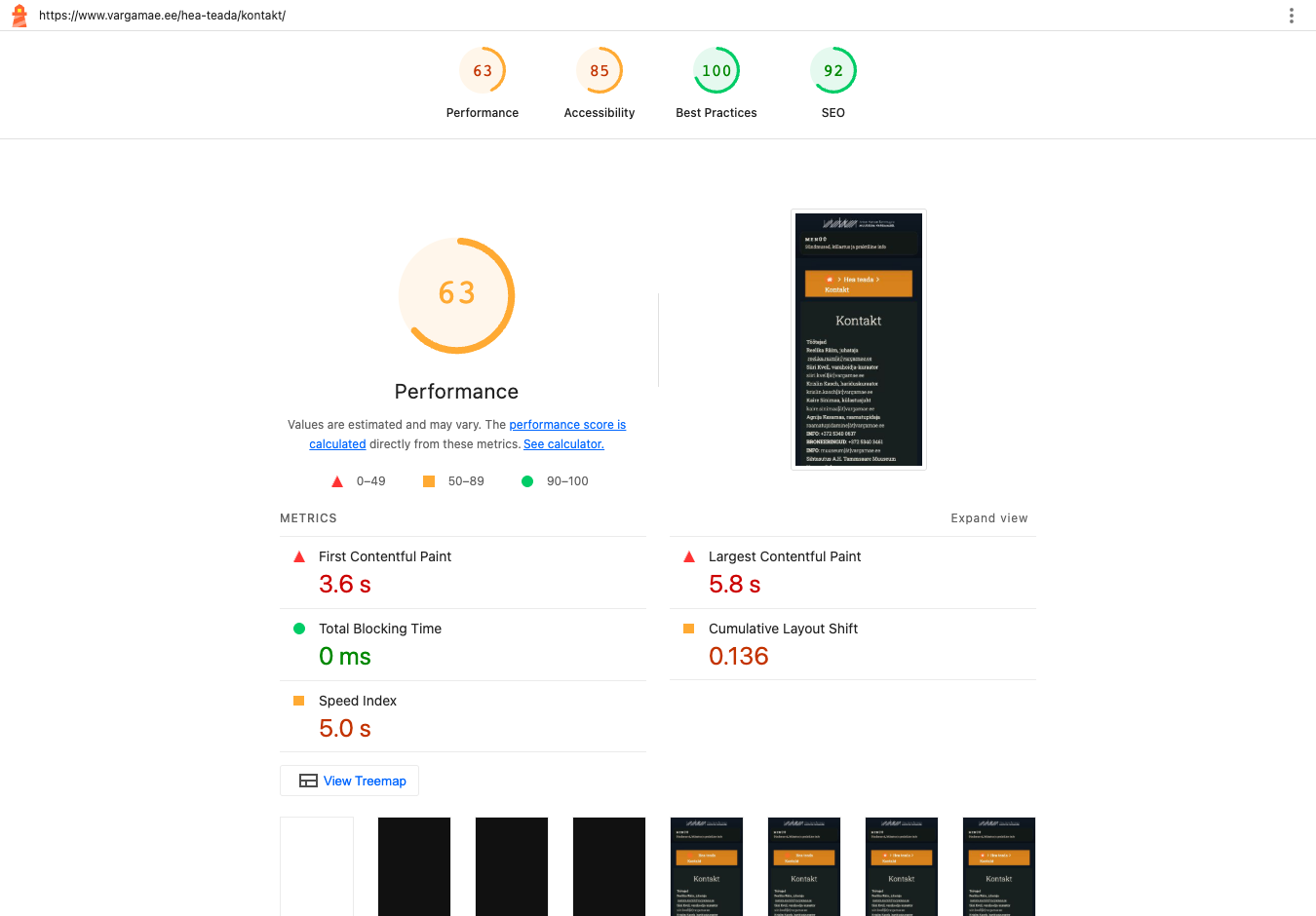 Lighthouse’i aruanne: Kontakt · Telefon